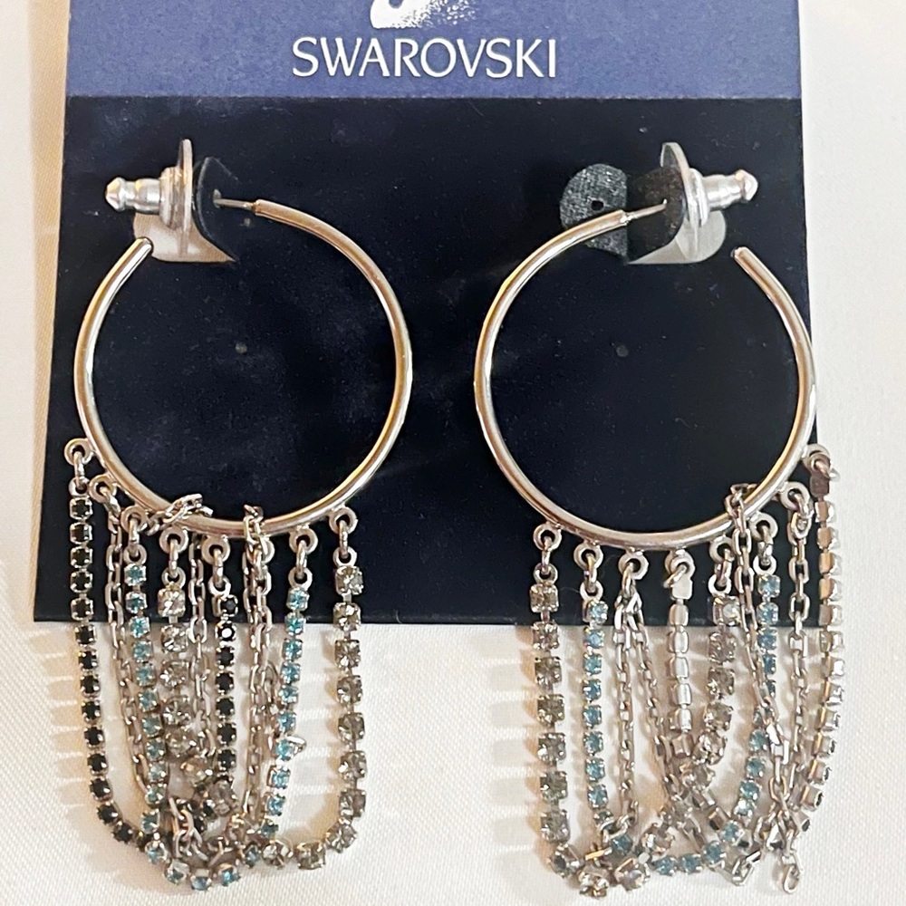 New Swarovski Pave Hoop Earrings new in a box